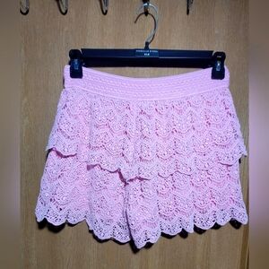 Justice 18 Plus Pink Lace Tiered Shorts